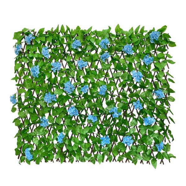 Unbranded 11 in. Blue Expandable Fence Plastic Privacy Screen Faux Ivy Decorative