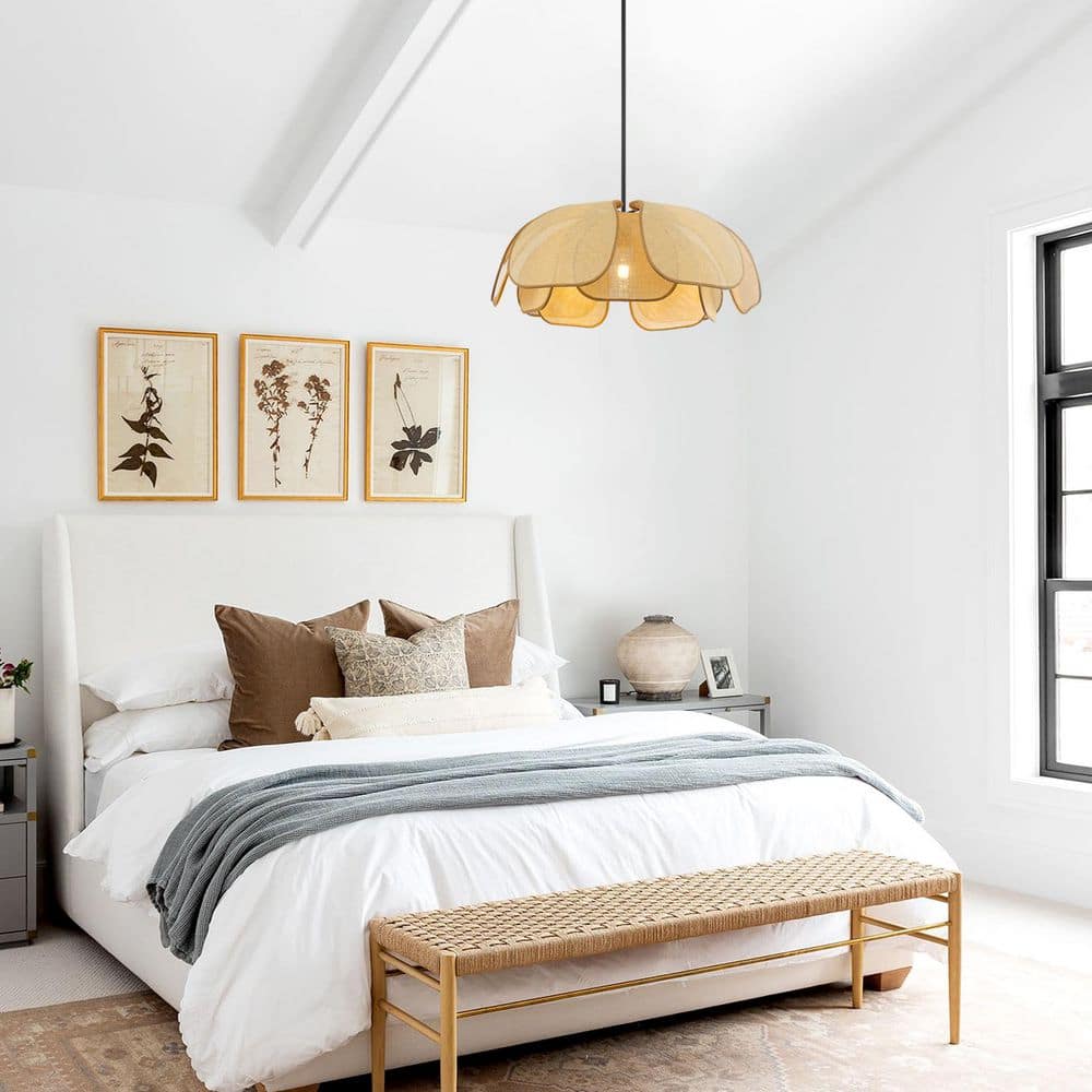 60-Watt 1 Light Black Pendant Light with Petal Shade, No Bulbs Included price history on PriceWatchPro
