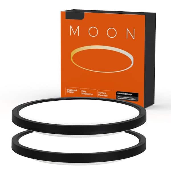 10 in. Black Integrated LED Ceiling Light Fixture Flush Mount for Closet Porch (2-Pack)