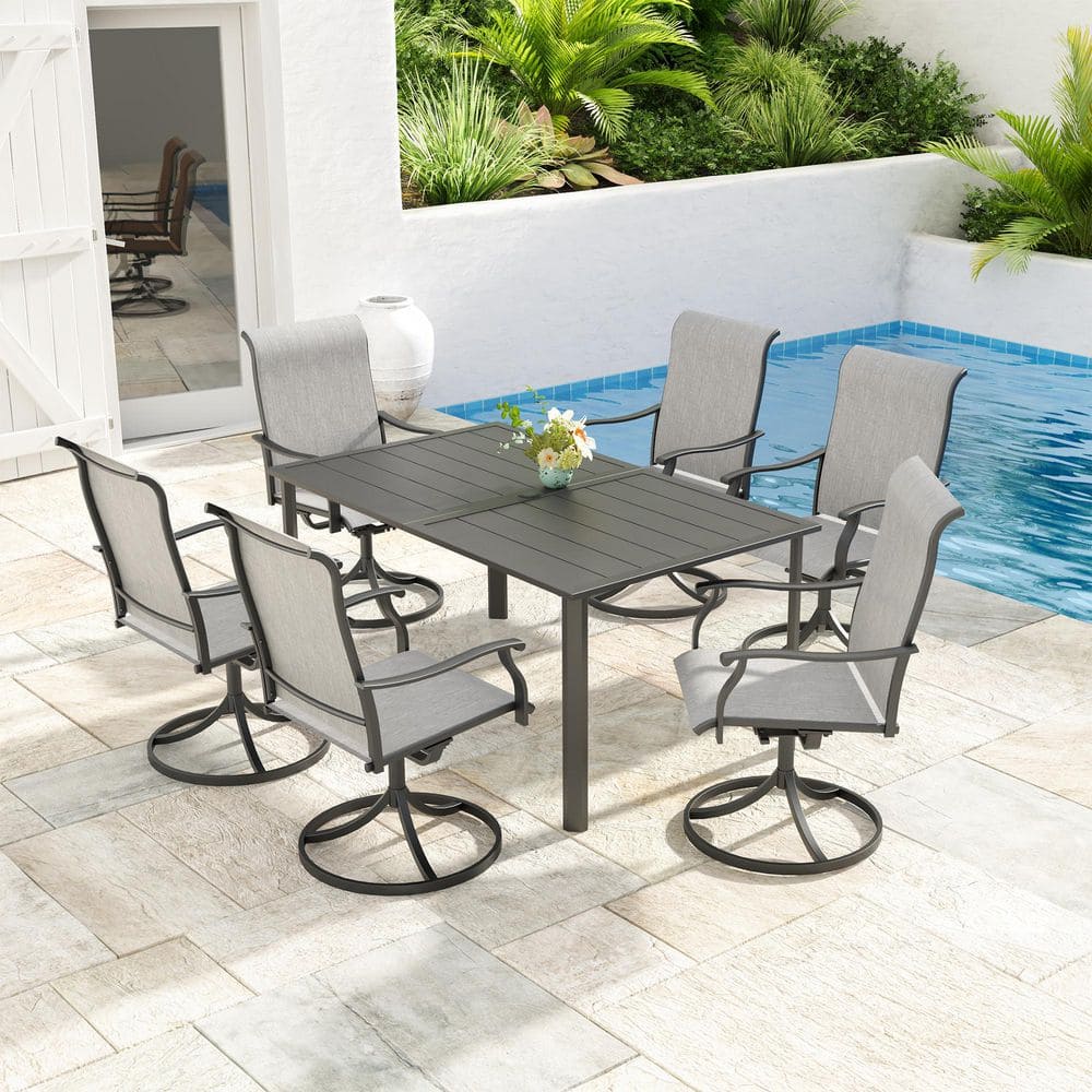 7-Piece Rectangular Outdoor Dining Set with Sling Swivel Chairs price history on PriceWatchPro