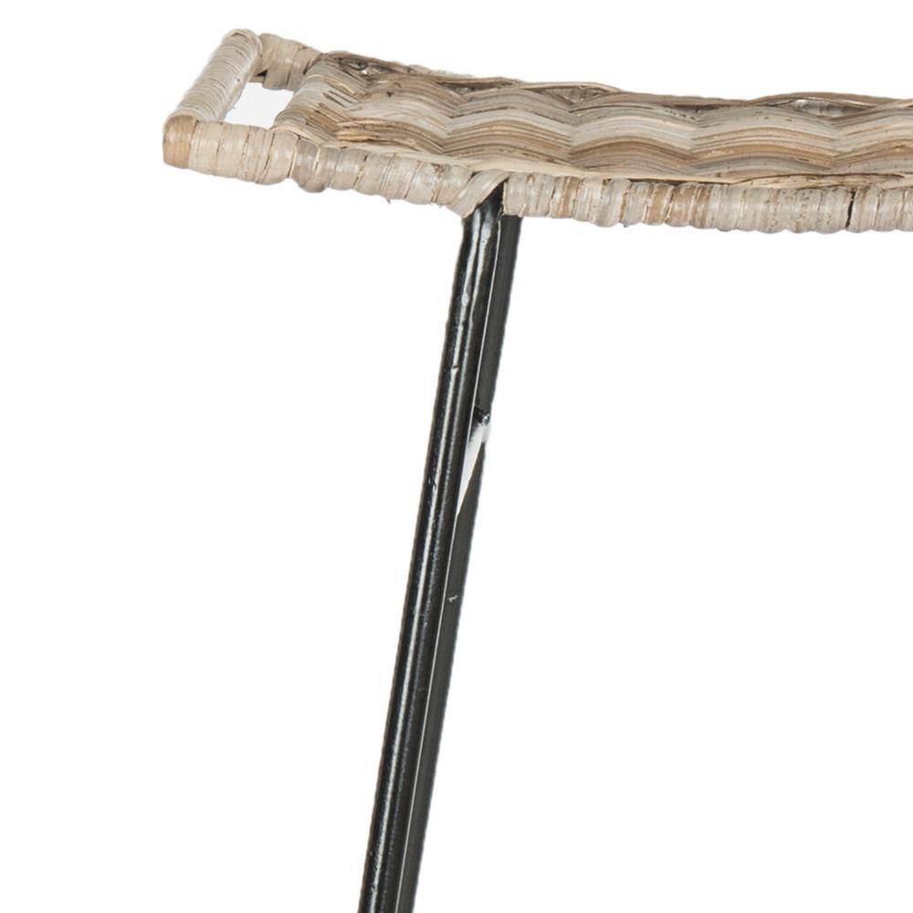 Gray Rattan and Metal Backless Counter Stools, Set of 2