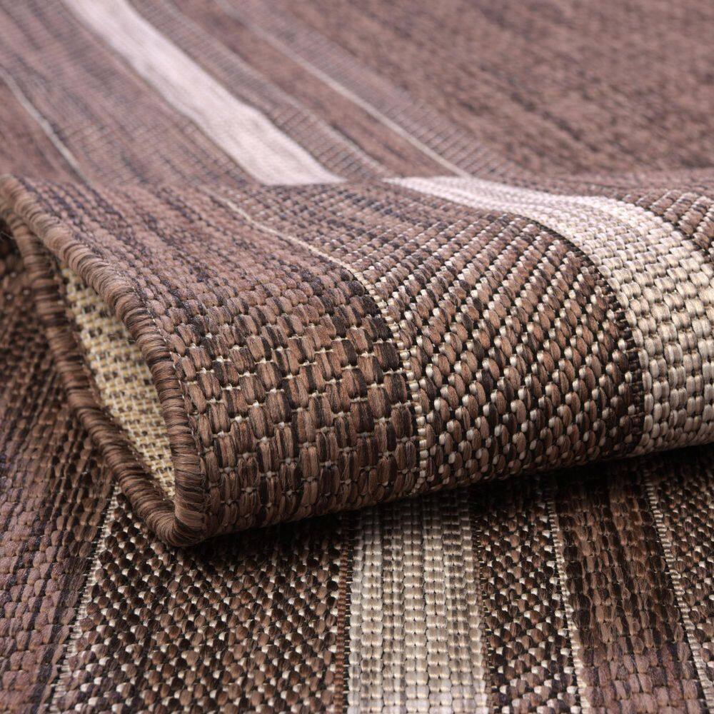 5'3" x 8' Soft Border Brown/Ivory Outdoor Rug