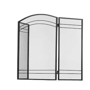 2 ft. H x 4 ft. W Classic Fireplace Screen in Black with Steel Construction and 3-Panel Adjustable-Hinge Design