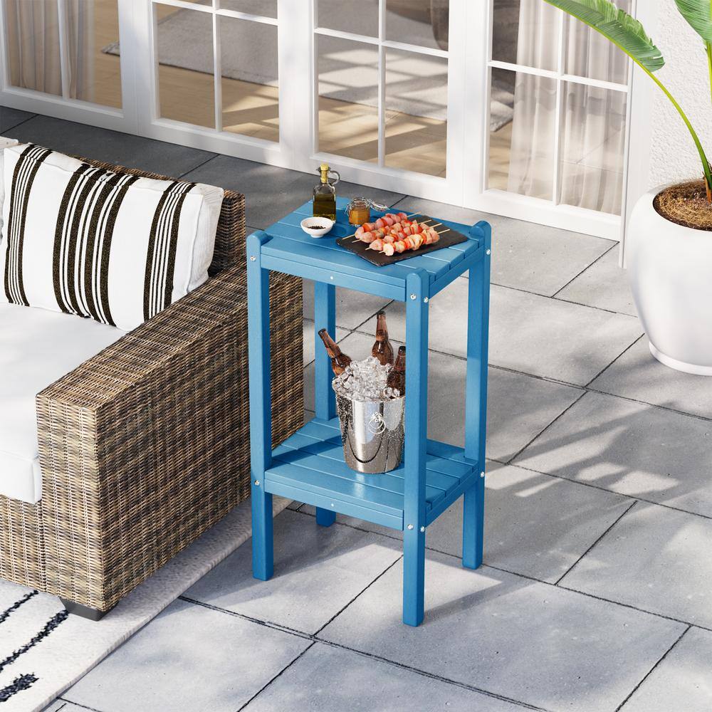 Laguna Pacific Blue HDPE All Weather Outdoor Two Shelf Table