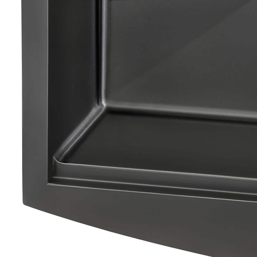 Gunmetal Matte Black 30" Stainless Steel Farmhouse Sink with Accessories