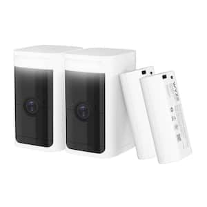 Battery Cam Pro 2-Pack, Wireless Indoor/Outdoor Home Security Camera, 2k HD Color Night Vision and Built-In Spotlight