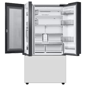 Bespoke 24 cu. ft. 3-Door French Door Smart Refrigerator with Beverage Center in White Glass, Counter Depth