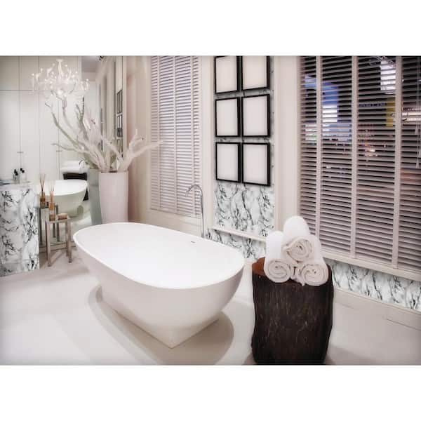 Marble White 17 in. x 78 in. Self-Adhesive Decor Film Marble White (2-Pack)