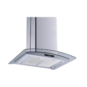30 in. 475 CFM Convertible Island Mount Range Hood in Stainless Steel and Glass with Mesh Filters and Touch Control