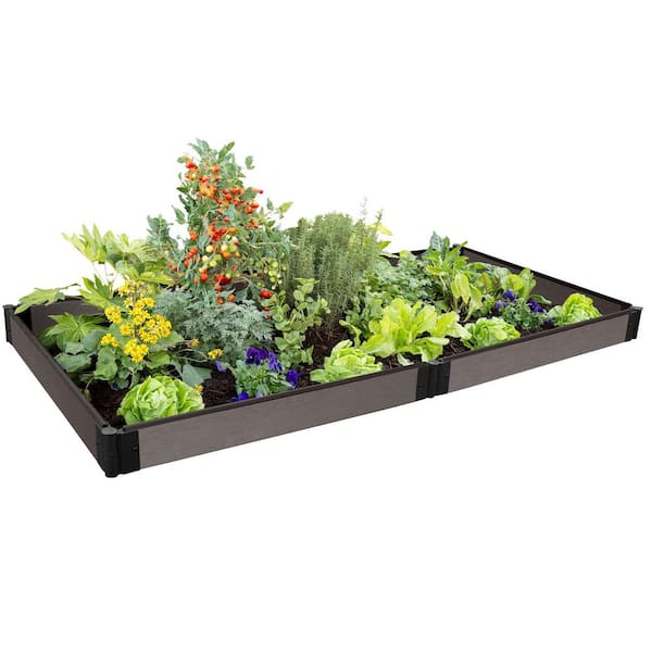 Frame It All One Inch Series 4 ft. x 8 ft. x 5.5 in. Weathered Wood Composite Raised Garden Bed