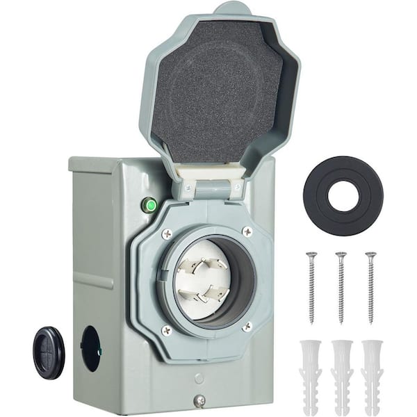 30A NEMA L14-30P 125/250V Power Inlet Box for Generators w/ 10ft Cable, Weatherproof, Outdoor Use, ETL Listed