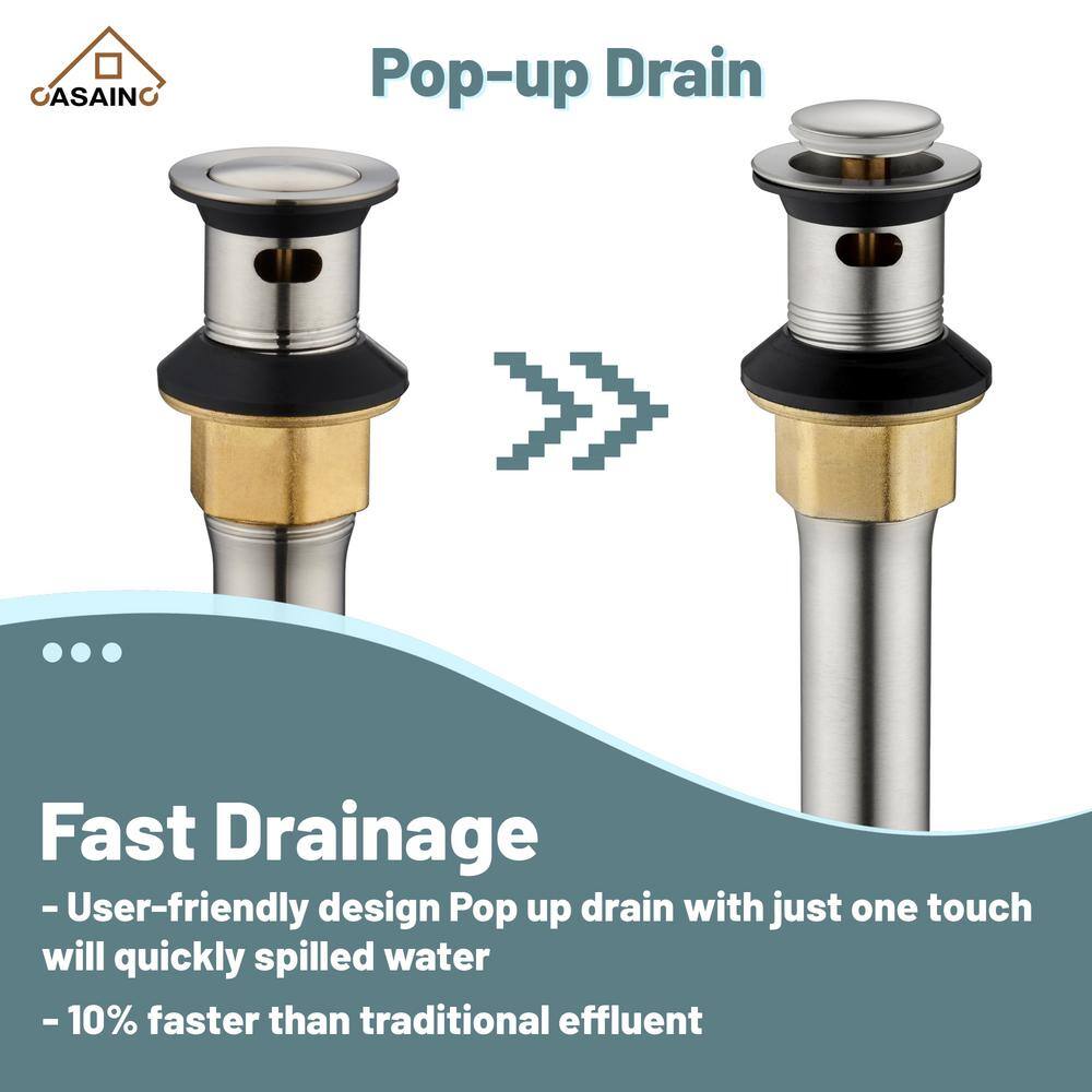 Brushed Nickel 2-Handle Centerset Bathroom Faucet with Pop-Up Drain