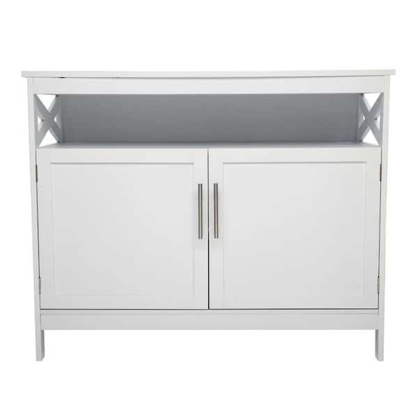 MDF White Double Door Sideboard with Partition