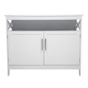MDF White Double Door Sideboard with Partition