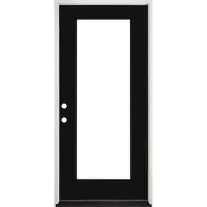 Legacy 30 in. x 80 in. Full-Lite Clear Glass RHIS Primed Black Finish Fiberglass Prehung Front Door