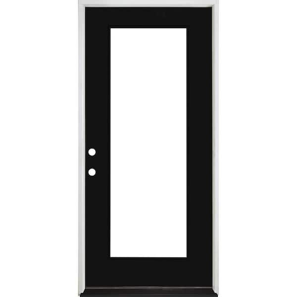 Steves & Sons Legacy 30 in. x 80 in. Full-Lite Clear Glass RHIS Primed Black Finish Fiberglass Prehung Front Door
