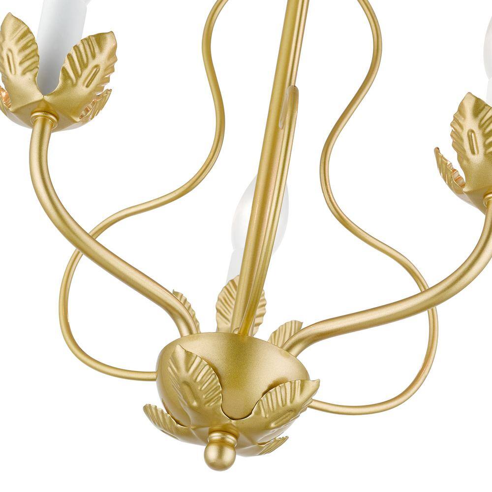 Mini Brass 3-Light Candle Chandelier in Soft Gold