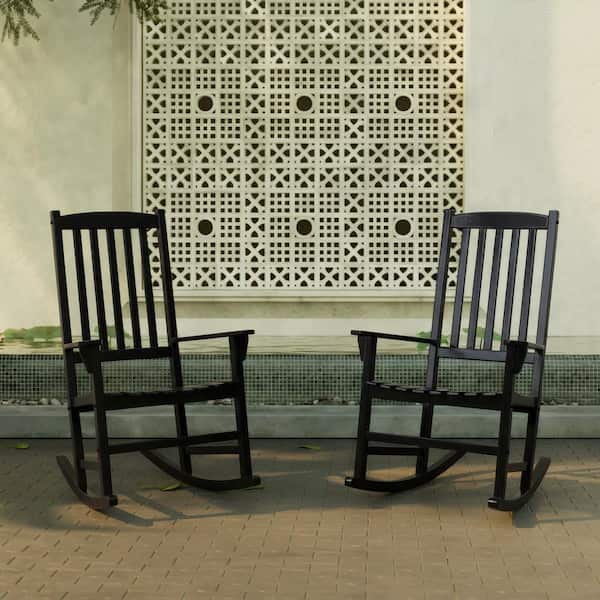 Cambridge Casual Thames Black Wood Outdoor Rocking Chair (Set Of 2)