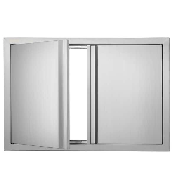 VEVOR Double Outdoor Kitchen Door 30 in. W x 21 in. H BBQ Access Door Stainless Steel Flush Mount Door with Recessed Handles