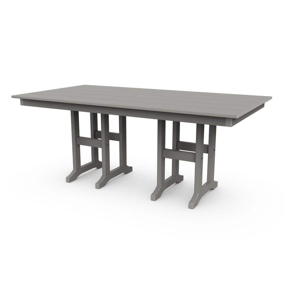 POLYWOOD Farmhouse Grey Rectangular Plastic Outdoor Dining Table
