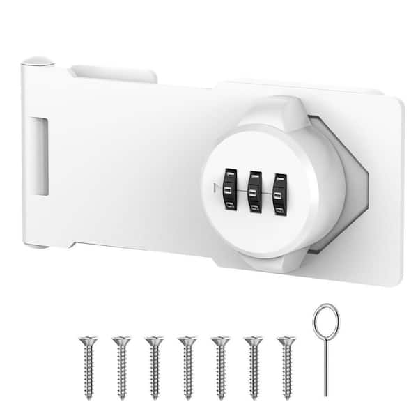 White Mechanical Password Rotary Hasp Locks, Cabinet Locks with Combination for Small Barn Doors, Cabinets, Gate