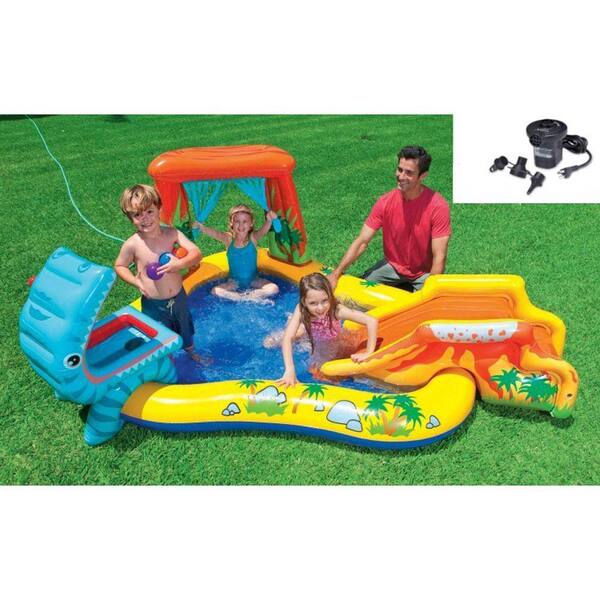 Intex Dinosaur Play Center Inflatable Kids Swimming Pool Quick Fill Air Pump