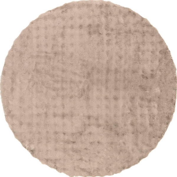 Ivana Checkered Plush Cloud Washable Taupe 6 ft. Indoor Area Rug