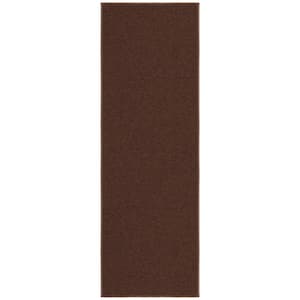 Oscar Collection Non-Slip Rubberback Modern Solid Design 2x5 Indoor Runner Rug, 1 ft. 8 in. x 4 ft. 11 in., Brown