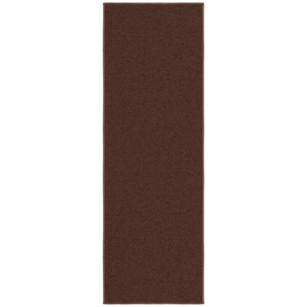 Ottomanson Oscar Collection Non-Slip Rubberback Modern Solid Design 2x5 Indoor Runner Rug, 1 ft. 8 in. x 4 ft. 11 in., Brown