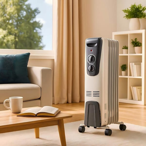 GIVIMO Oil-Filled Heater 1500W White Indoor Electric Radiant Space