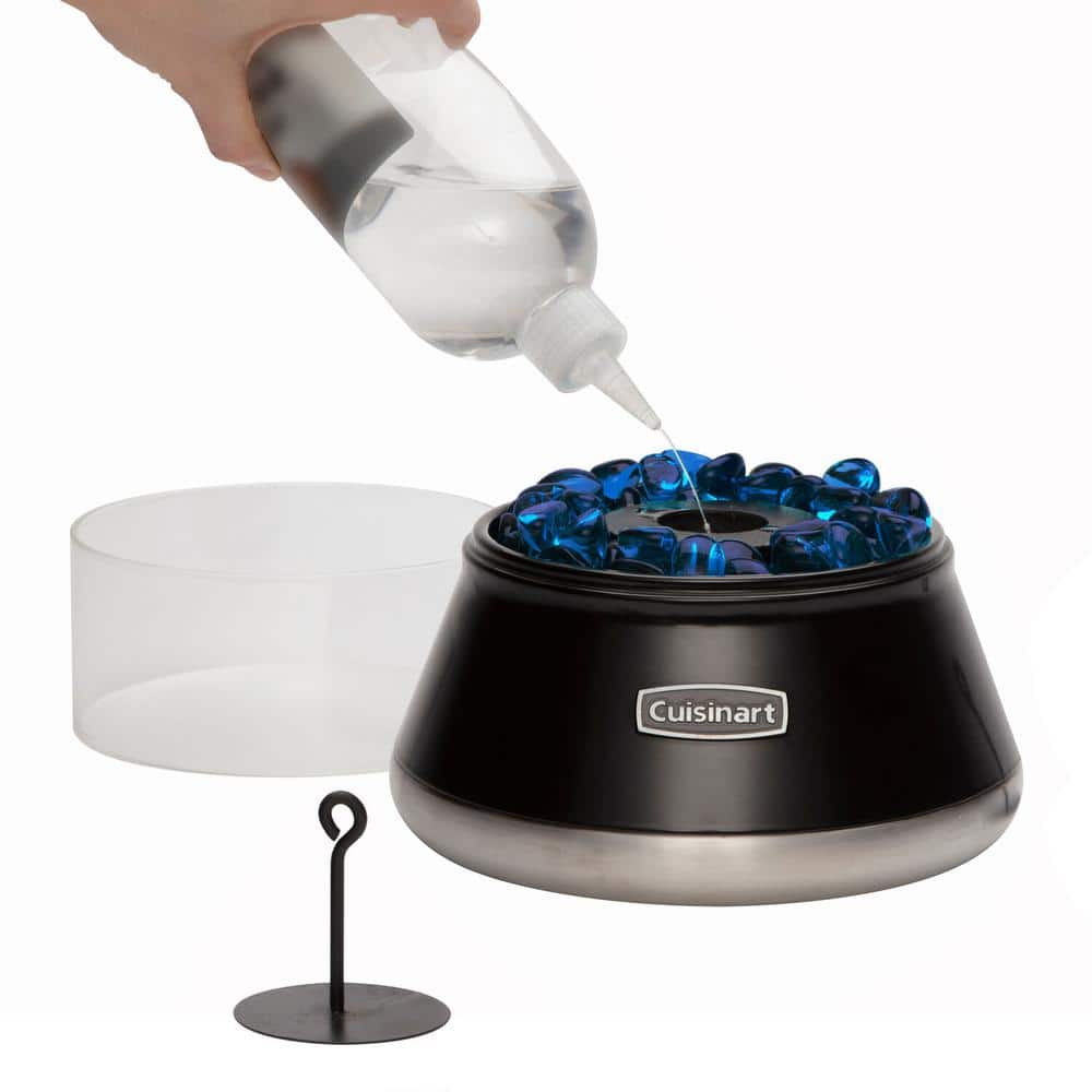Compact Black Glass Tabletop Fire Pit
