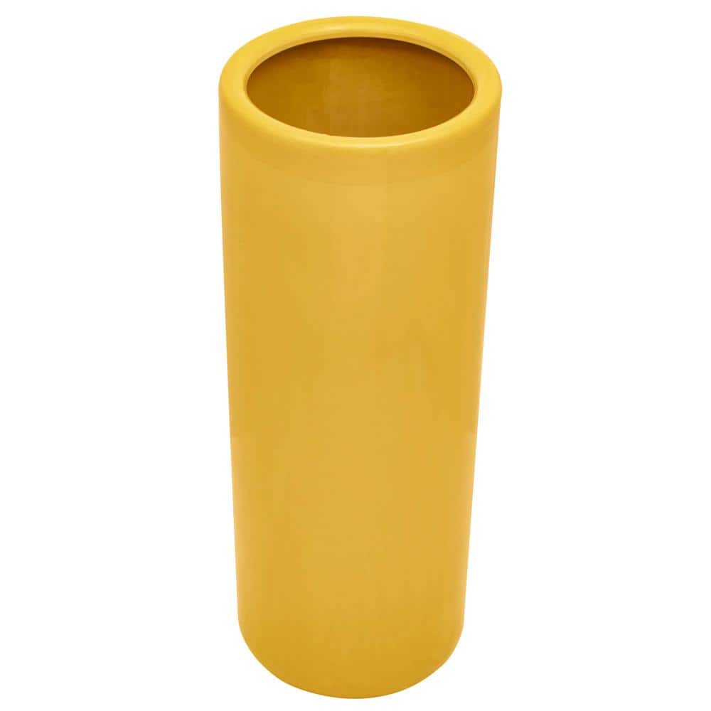 24" Bright Yellow Porcelain Umbrella Stand