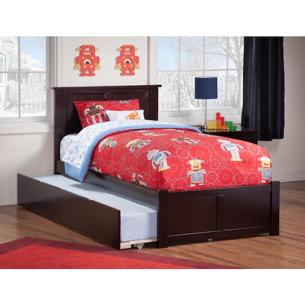 AFI Madison Espresso Twin Platform Bed with Flat Panel Foot Board and Twin Size Urban Trundle Bed