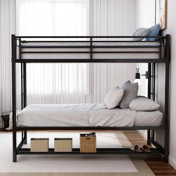 Black Twin Over Bunk Bed, Mainstays Twin Over Twin Convertible Bunk Bed Black