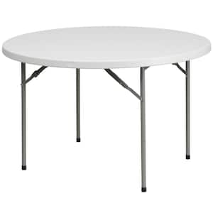 48 in. Granite White Plastic Tabletop Metal Frame Folding Table