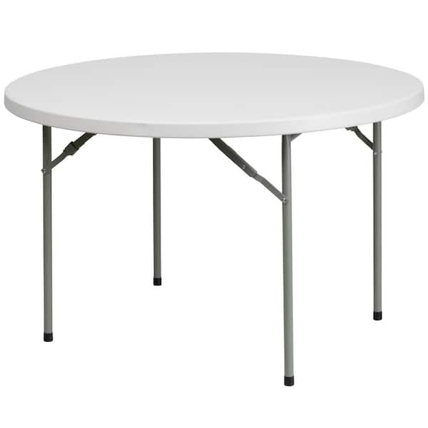 Carnegy Avenue 48 in. Granite White Plastic Tabletop Metal Frame Folding Table