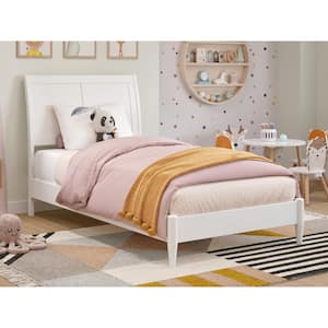 Valencia White Solid Wood Frame Twin Low Profile Platform Bed