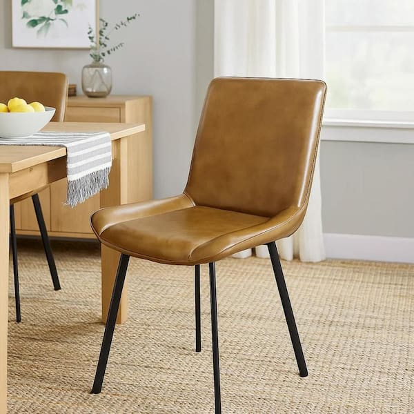 Isha Black and Brown Faux Leather Dining Side Chair Set of 2