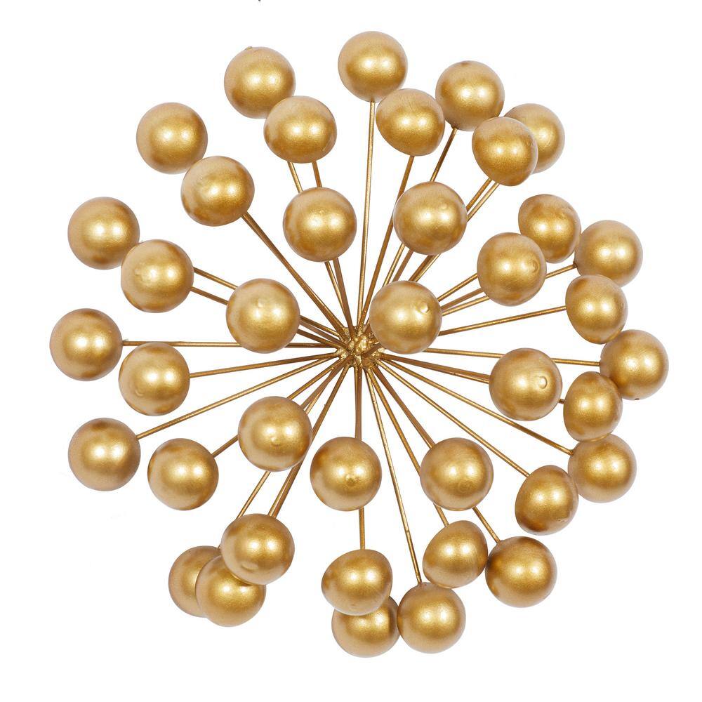 Gold Metal Starburst Wall Sculpture with Orb Detailing