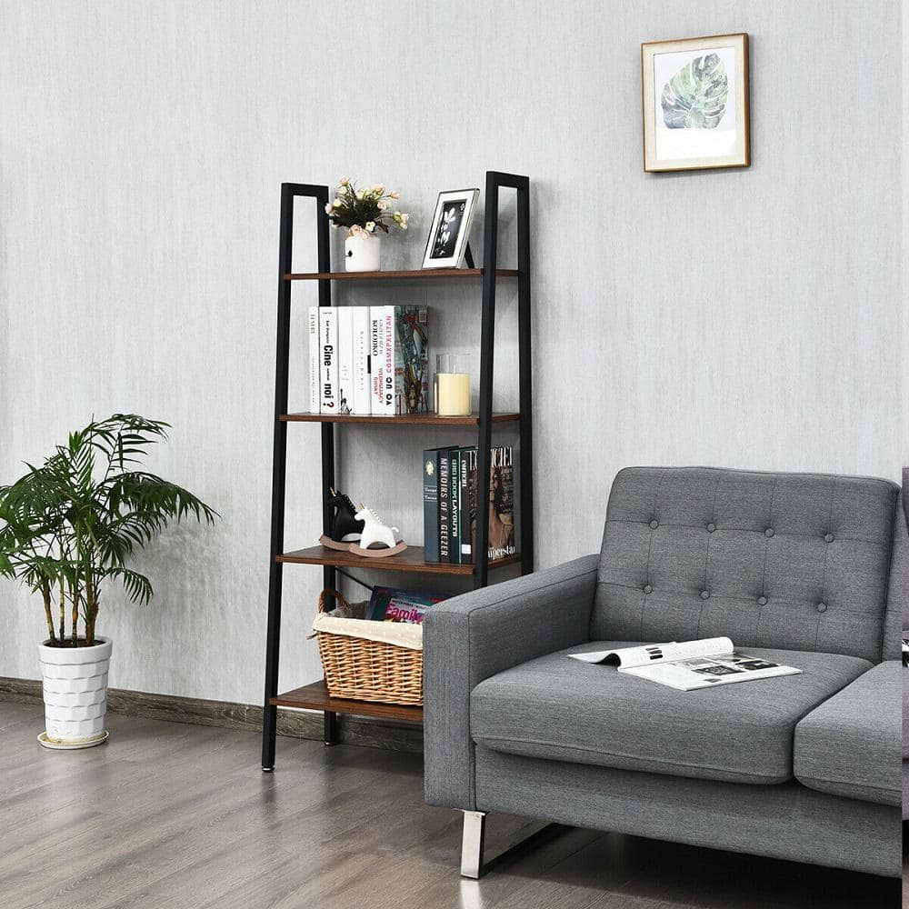 ハギさま専用　JSF_CHINON Ladder Shelf Gymax 54.5 in. Wood 4-Tier Ladder Shelf Ladder Bookcase Bookshelf