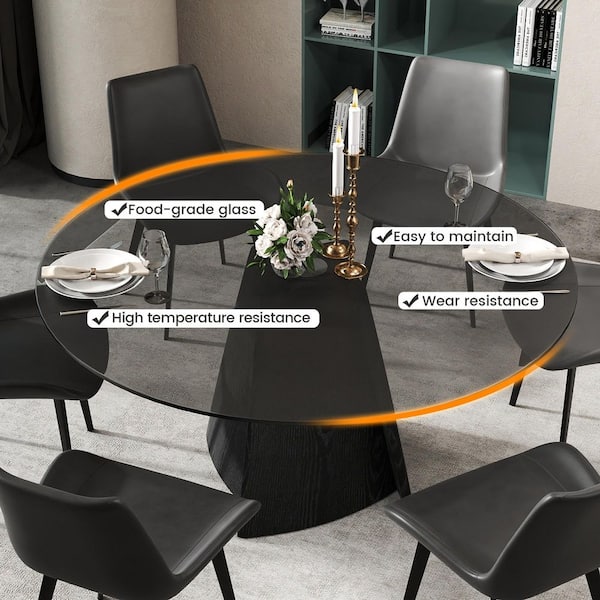 Tempered Glass Modern Glass Dining Table Seats Large Family Glass