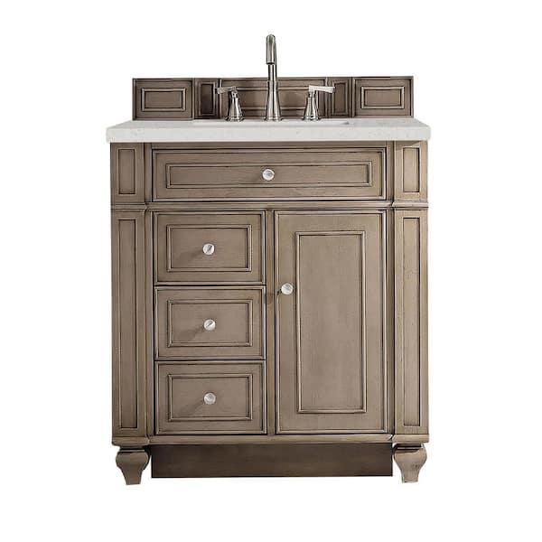 James Martin Vanities Bristol 30.0 in. W x 23.5 in. D x 34.0 in. H Bathroom Vanity in Whitewashed Walnut with Lime Delight Top