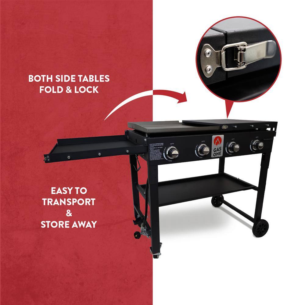 36-Inch Black Propane Gas Foldable Griddle Cooking Station