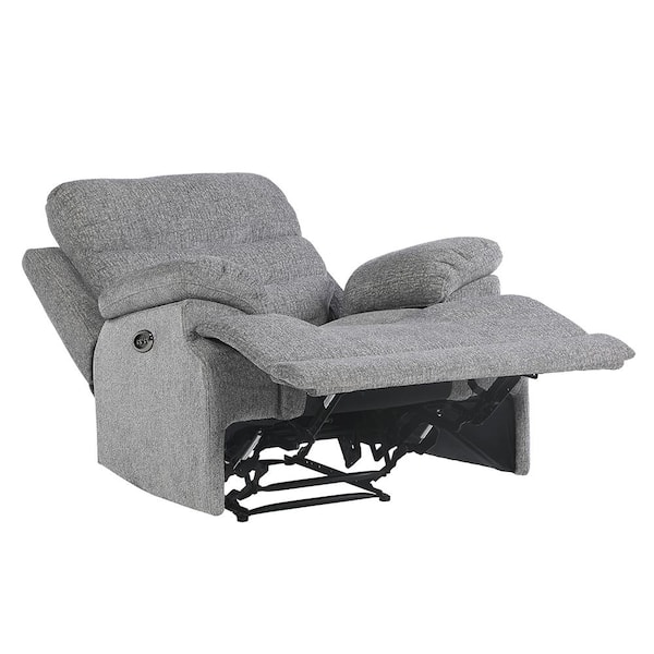 Duke Gray Chenille Manual Recliner Chair With Plush Cushions 005L