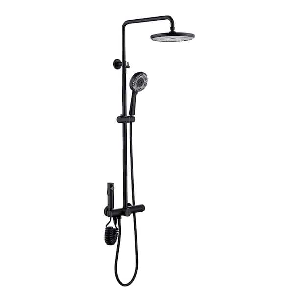 Unbranded Single Handle 5-Spray Shower Faucet 1.32 GPM Water Mixer Tap with Hand Shower,Pressure Balance,Anti Scald in Matt Black