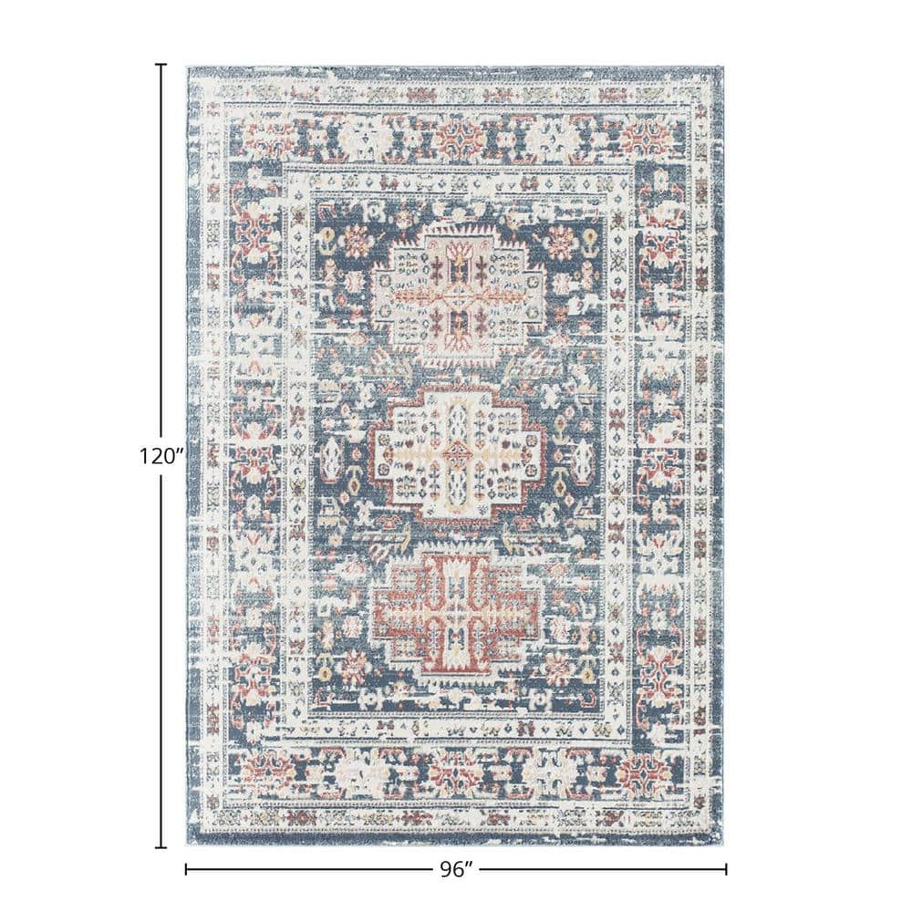 Sundara Vintage Gray Medallion 8'x10' Farmhouse Area Rug