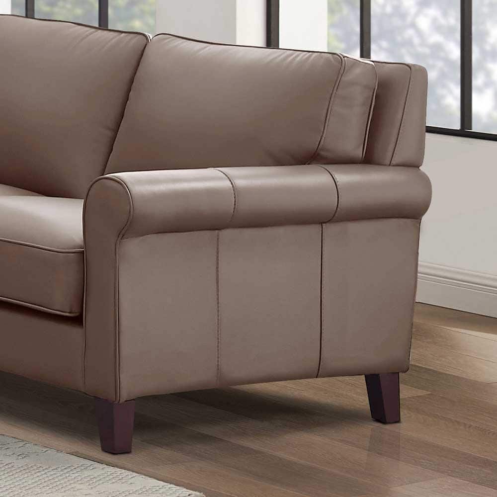 Laguna 84'' Brown Leather Lawson Sofa with Rolled Arms