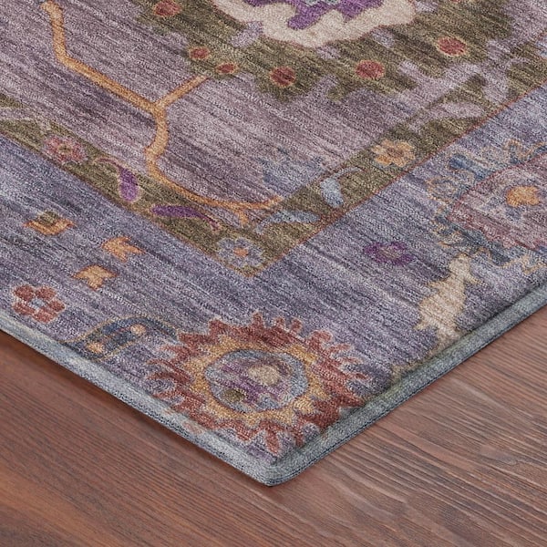 Mayfield Premium Machine Washable Abstract AMF2229 Plum 8 ft. x 10 ft. Area Rug