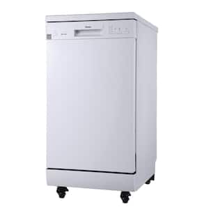 18 in. White Electronic Portable Dishwasher with 4-Cycles with 8-Place Settings Capacity