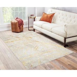 Shifra Abstract Gold 8 ft. x 11 ft. Area Rug